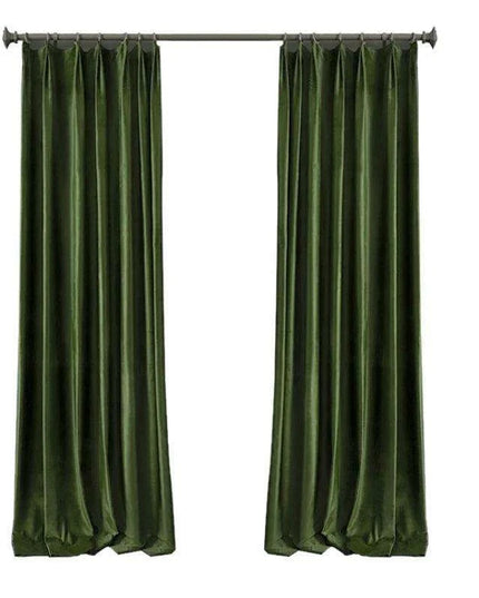 Vintage Green Luxe Blackout Drapes with Elegant Pleat Design