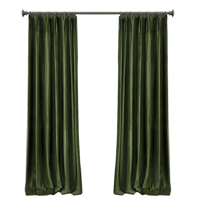 Vintage Green Luxe Blackout Drapes with Elegant Pleat Design