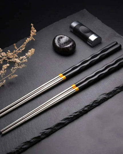 Stylish Anti-Slip Stainless Steel Chopsticks for Sushi and Asian Dishes - Ideal for Home and Restaurant Use
