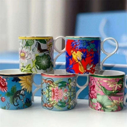Exquisite Spring European Bone China Coffee Cup Set - Luxurious Serveware Collection