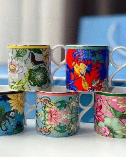 Exquisite Spring European Bone China Coffee Cup Set - Luxurious Serveware Collection