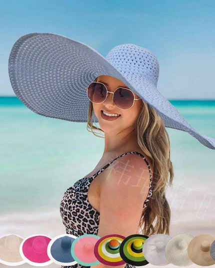 Extra-Wide 25cm Brim Floppy Straw Sun Hat for Women - UV Protection, Travel-Friendly Summer Essential - Wholesale Options Available