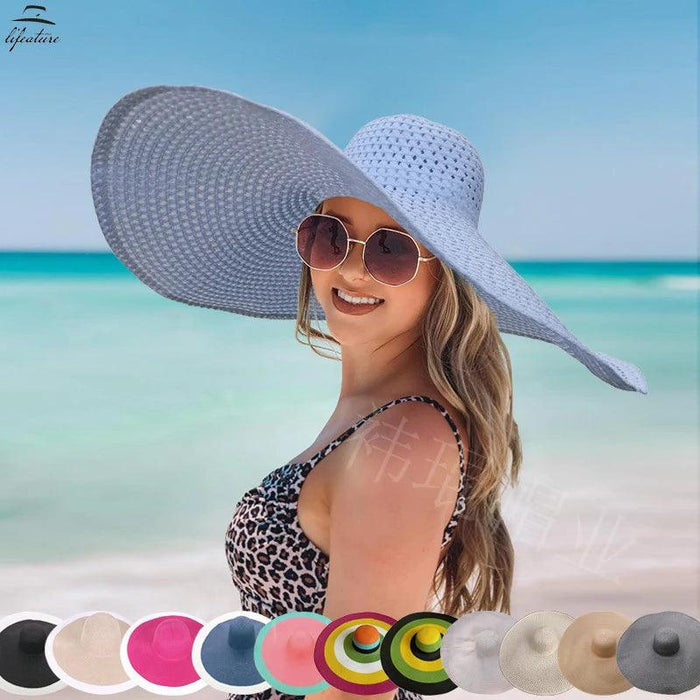 Extra-Wide 25cm Brim Floppy Straw Sun Hat for Women - UV Protection, Travel-Friendly Summer Essential - Wholesale Options Available