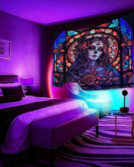 Neon Cosmic Dreamcatcher Tapestry: A Versatile Bohemian Decor Piece