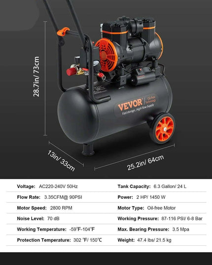 Whisper-Quiet Oil-Free Air Compressor Kit for Home and Automotive Use - Compact 9L, 18L, 24L, 35L Inflator