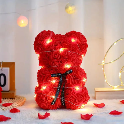 25CM Artificial Teddy Rose Flower Bear with Box Romantic Valentines Day Gift Girlfriend Women Anniversary Wedding Party Supplies 25cm-artificial-teddy-rose-flower-bear-with-box-romantic-valentines-day-gift-girlfriend-women-anniversary-wedding-party-supplies