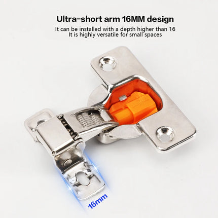 Concealed Ultra-Short Arm Hydraulic Buffer Hinge — Silent Soft-Close, Narrow Cabinet Doors, 2Pcs