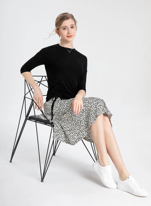 Elegant Summer Modal Tee - Cozy 3/4 Sleeve Women's Top