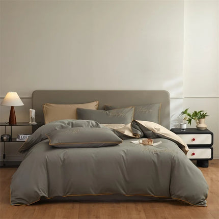 Monnom 100% Egyptian Cotton Duvet Cover Set - 3pcs, Soft & Durable