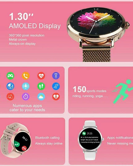Chic Smart NFC Watch for Women with Bluetooth Calling, GPS, and Health Monitoring