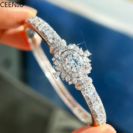 Luxury Moissanite Open Bangles 925 Sterling Silver GRA Certified Lab Diamonds Bracelets for Women Party Fine Jewelry Gifts luxury-moissanite-open-bangles-925-sterling-silver-gra-certified-lab-diamonds-bracelets-for-women-party-fine-jewelry-gifts