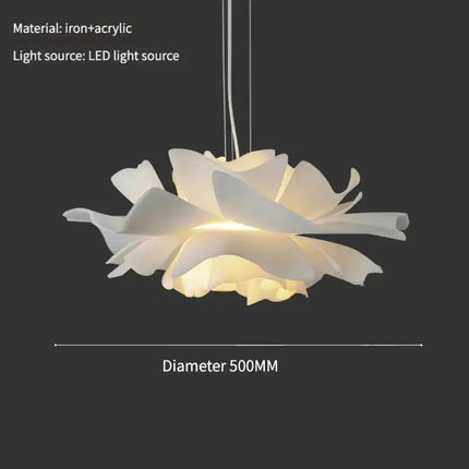 Postmodern White Flower LED Pendant Light — Petal Design, 40–80cm