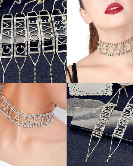 Crystal Charm: Love Letter Rhinestone Choker Necklace