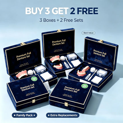 Silicone Full Mouth Denture Kit Natural Upper Lower Fake Teeth Comfort Fit With Gift Box & Complete Dental Care Cleaning Set silicone-full-mouth-denture-kit-natural-upper-lower-fake-teeth-comfort-fit-with-gift-box-complete-dental-care-cleaning-set