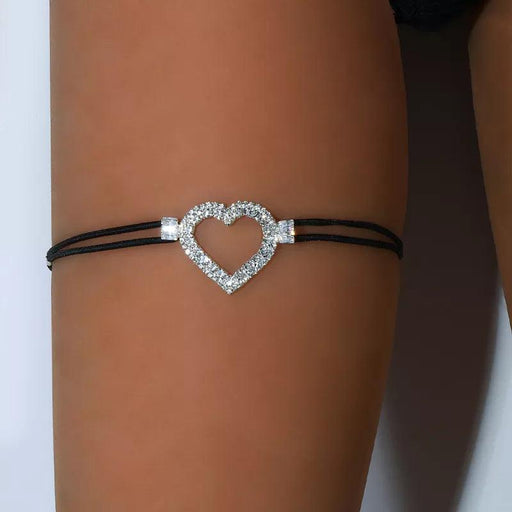 Rhinestone Heart Adjustable Thigh Chain Jewelry for Women with Elastic Harness