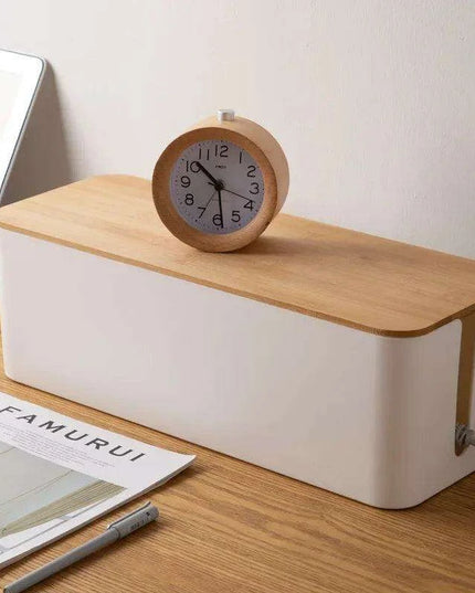 Elegant Wooden Cable Management Box with Enhanced Cooling Features and Versatile Aesthetics
