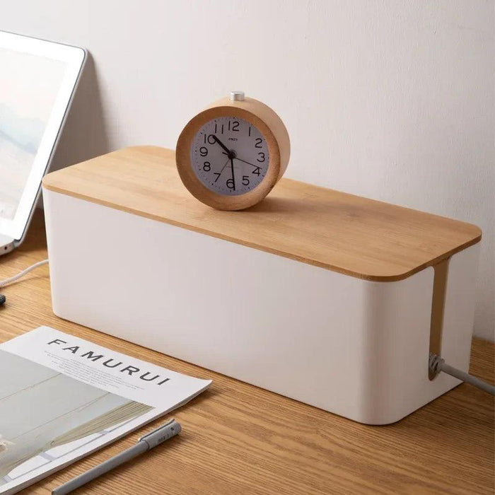 Elegant Wooden Cable Management Box with Enhanced Cooling Features and Versatile Aesthetics