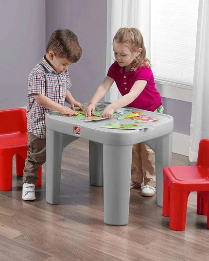 Creative Playtime Table and Chair Set for Kids in Gray and Red