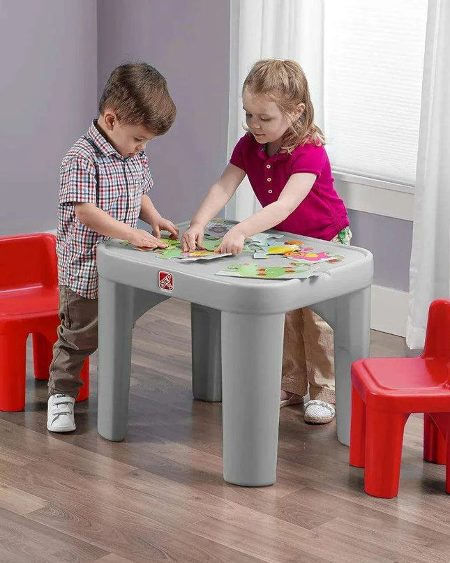 Creative Playtime Table and Chair Set for Kids in Gray and Red