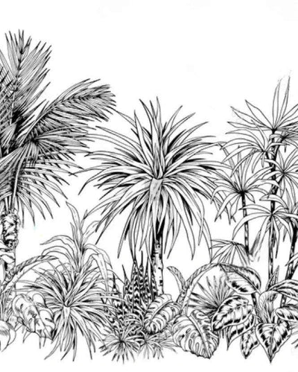 Elegant Monochrome 3D Banana Leaf Wallpaper for Stunning Home Interiors