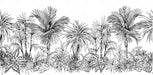 European Black and White Rainforest Banana Palm 3D Wallpaper for a Sophisticated Home