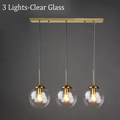 Glass Pendant Lamp — Amber, Smoke Gray & Clear, E27, 1 or 3 Light
