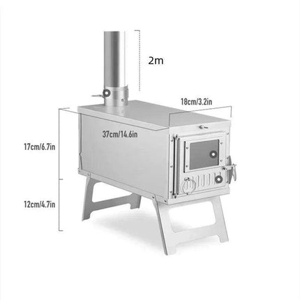 Compact Ultralight Stainless Steel Outdoor Wood Stove with Advanced Smoke Control System