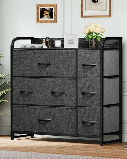 Stylish 7-Drawer Storage Dresser with Steel Frame and Foldable Fabric Bins