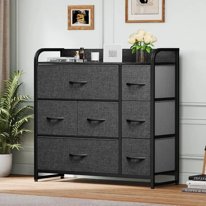 7-Drawer Fabric Storage Organizer with Steel Frame for Various Spaces