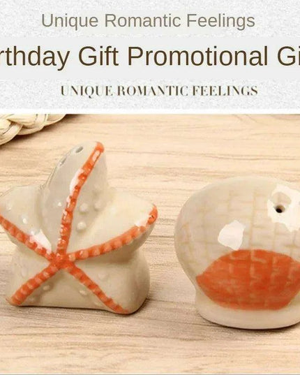 Whimsical Starfish Ceramic Salt and Pepper Shakers - Nautical Kitchen Decor