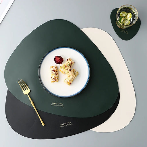 Faux Leather Placemat Coaster Set - Elegant Tableware Essentials