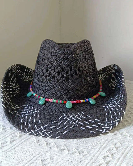 Lake Blue Western Cowboy Straw Hat Unisex with Adjustable Size