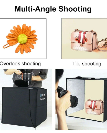 30CM PULUZ Adjustable LED Light Box Photography Kit with Six Color Backdrops - Portable Softbox for Product and Portrait Shots