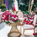 Exquisite Golden Outdoor Wedding Table Ensemble with Stylish Stainless Steel Cake Stand