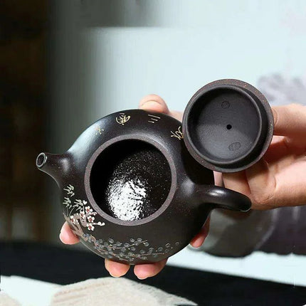 Handcrafted Authentic Purple Clay Teapot - 160ml Elegant Chinese Teapot for Ceremonial Tea and Special Gifting