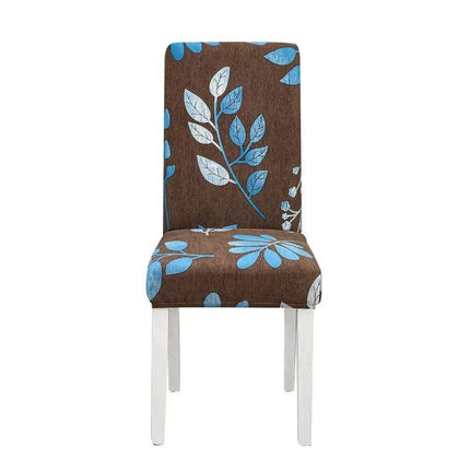 Elegant Geometric Blue-Grey Stretch Chair Covers for Stylish Dining Experiences