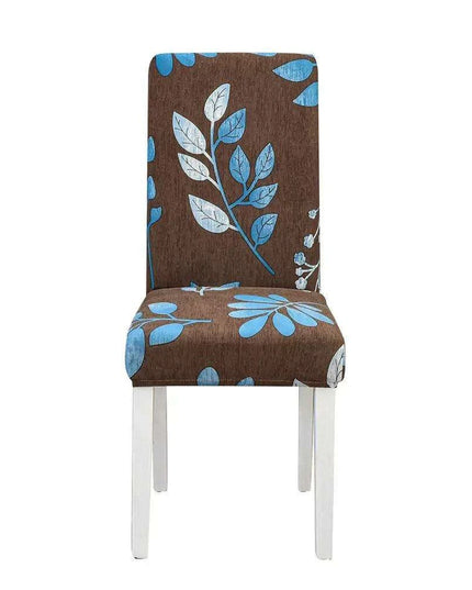 Elegant Geometric Blue-Grey Stretch Chair Covers for Stylish Dining Experiences