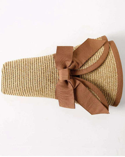 Chic Women's Korean Summer Wide Brim Straw Hat for Beach Trips, Vacation, and Sun Protection with Bow Fold Design