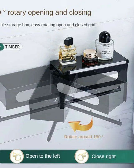 Wall-Mounted Rotating Tissue Paper Holder with Built-in Storage Organizer