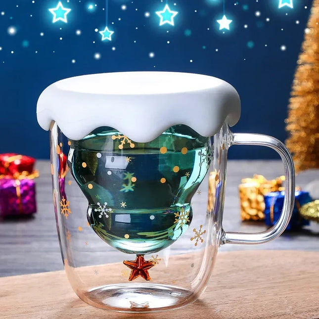 Christmas Tree Double Wall Glass Mug — 300ml Borosilicate | Très Elite