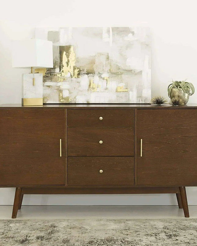 Walnut-Enhanced 60" Mid-Century Modern Entertainment Center with Storage Drawers and Cabinet