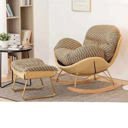 Plush Velvet Nordic Rocking Chair - Elegant Lounge Seating for Ultimate Relaxation