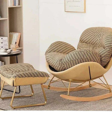 Plush Velvet Nordic Rocking Chair - Elegant Lounge Seating for Ultimate Relaxation