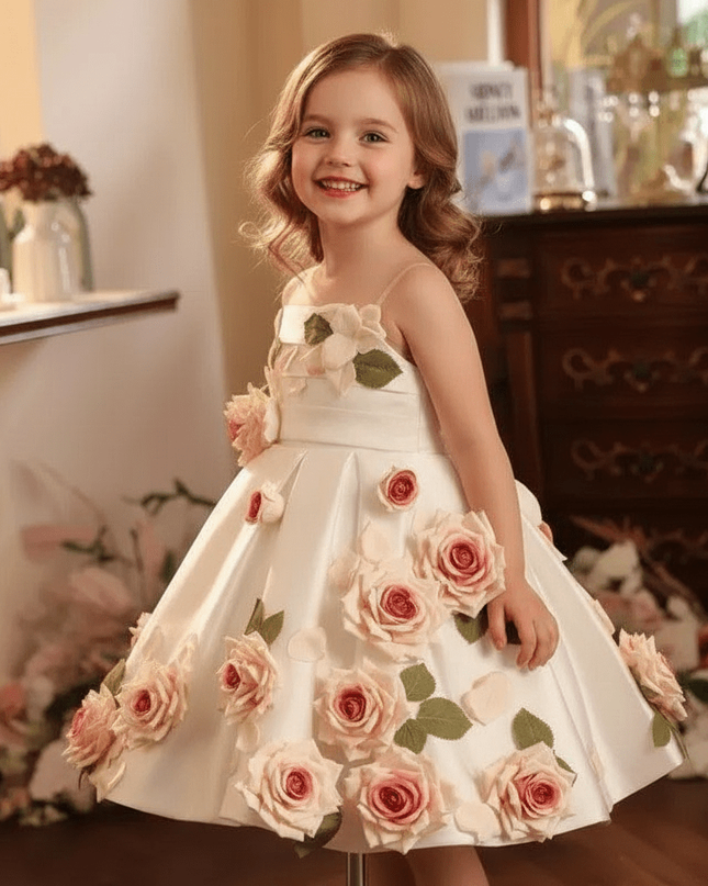 Children's Host Performance Appliques Evening Gown