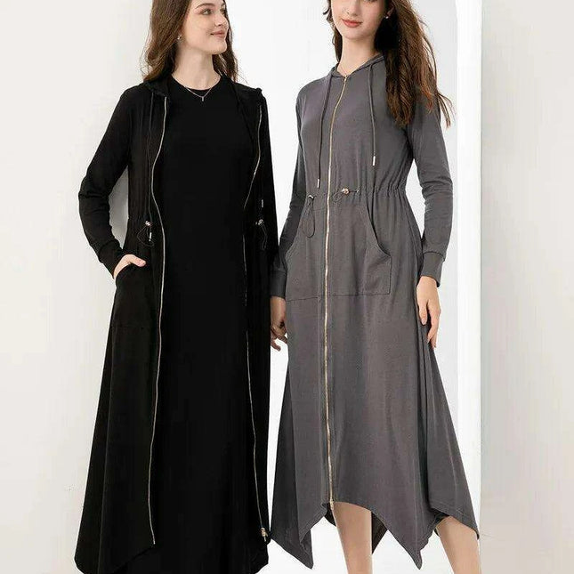 Elegant Summer Modal Dress with Gold Zipper and Comfortable Loose Fit