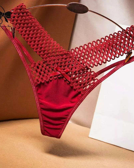 Elegant Women's Low Rise Ice Silk Thong with Chic Ribbons - Fashionable & Sporty Underwear
