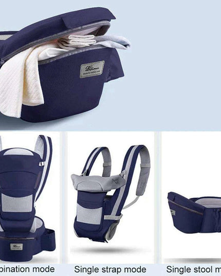 Multifunctional Ergonomic Baby Carrier with Hipseat and Kangaroo Wrap for Infants and Toddlers