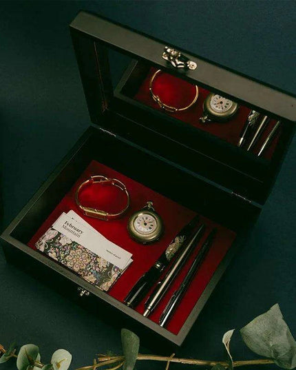 Elegant Black Mother of Pearl and Wood Keepsake Box - Unique Decorative Storage for Thoughtful Gifts for Him