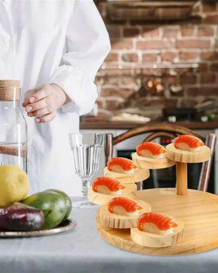Elegant Japanese Wooden Serving Platter - Perfect for Sushi, Dim Sum, and Desserts