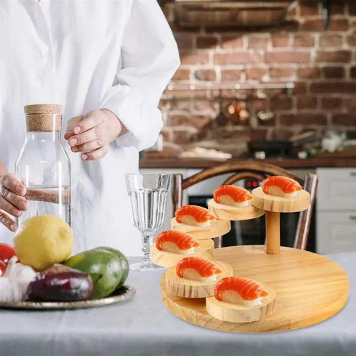 Elegant Japanese Wooden Serving Platter - Perfect for Sushi, Dim Sum, and Desserts